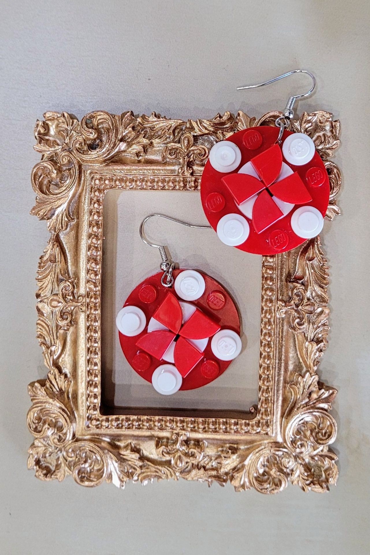 Lego Candy Cane Swirl Earrings